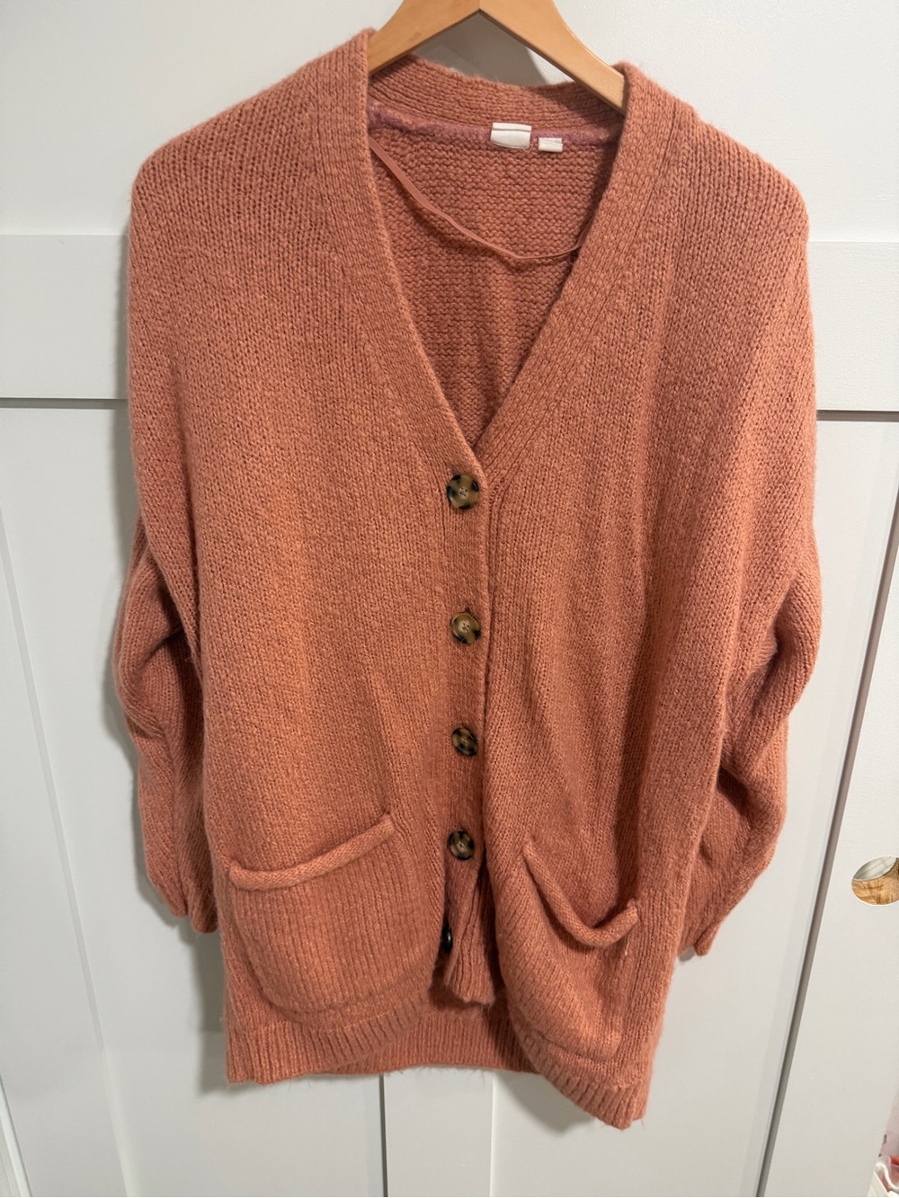 GAP Oversized Button-Front Cardigan - Dusty Coral